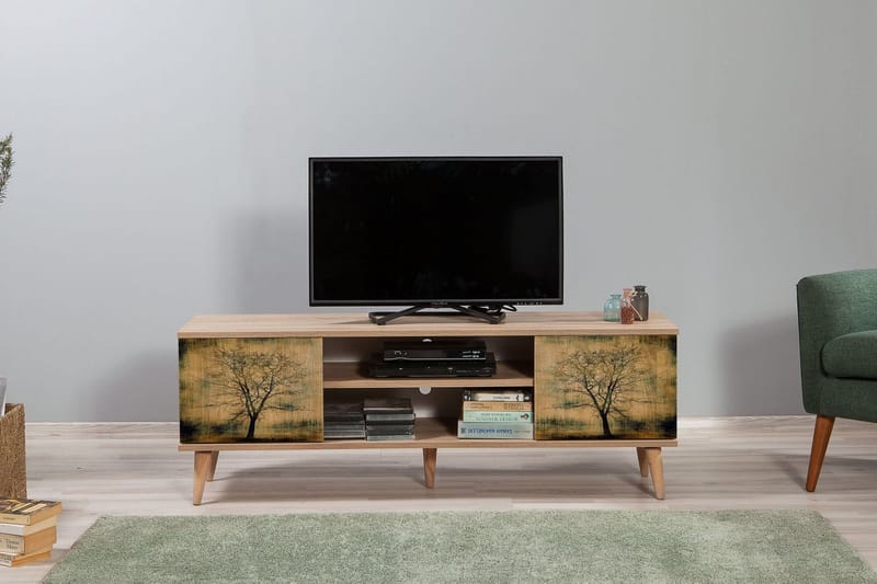 TV-taso Dirk 140 cm Puusiluetti - Vihreä/Ruskea - Huonekalut - TV- & Mediakalusteet - Tv taso & Mediataso