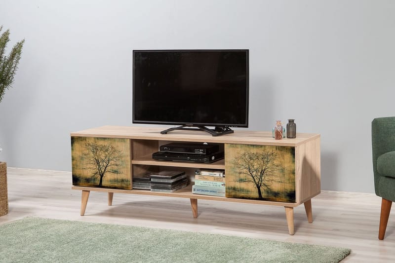 TV-taso Dirk 140 cm Puusiluetti - Vihreä/Ruskea - Huonekalut - TV- & Mediakalusteet - Tv taso & Mediataso