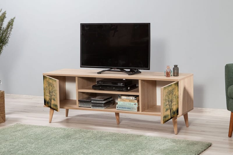 TV-taso Dirk 140 cm Puusiluetti - Vihreä/Ruskea - Huonekalut - TV- & Mediakalusteet - Tv taso & Mediataso