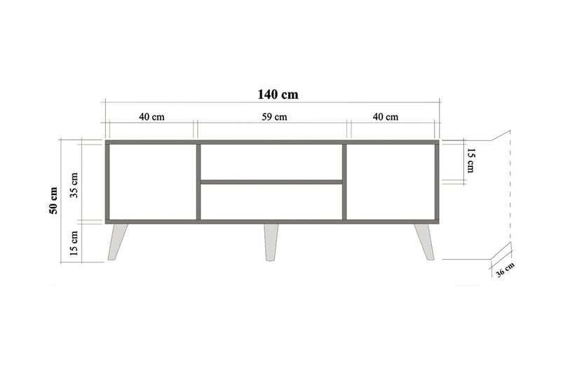 TV-taso Dirk 140 cm Puusiluetti - Vihreä/Ruskea - Tv taso & Mediataso