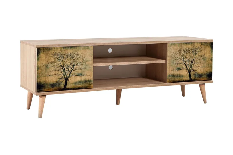 TV-taso Dirk 140 cm Puusiluetti - Vihreä/Ruskea - Huonekalut - TV- & Mediakalusteet - Tv taso & Mediataso