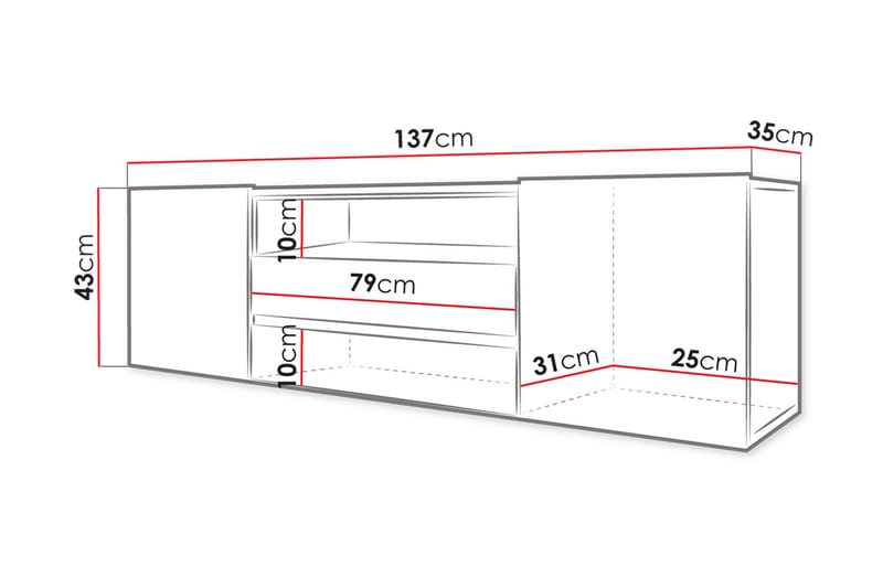 TV-taso Dudley 137 cm - Tammi - Huonekalut - TV- & Mediakalusteet - Tv taso & Mediataso
