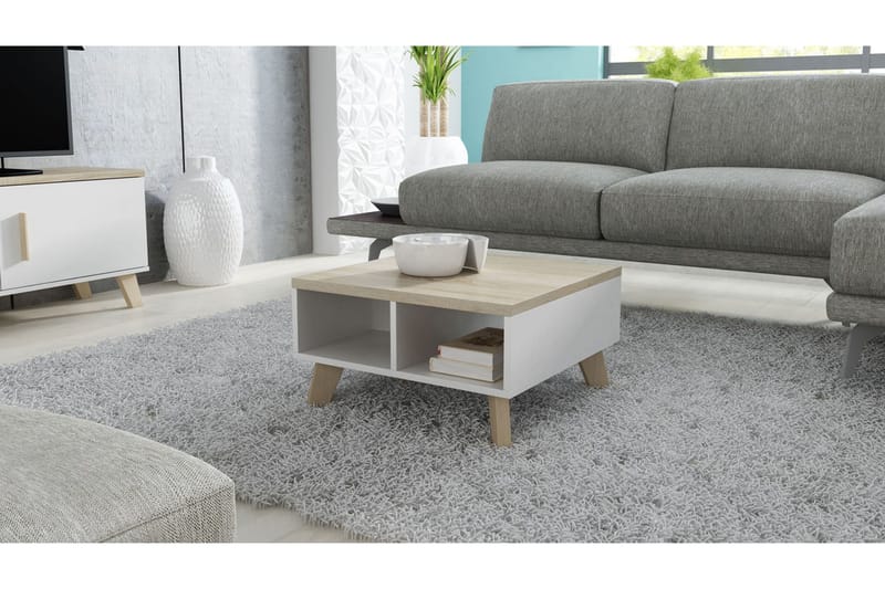 TV-taso Dudley 60 cm - Valkoinen/tammi - Huonekalut - TV- & Mediakalusteet - Tv taso & Mediataso