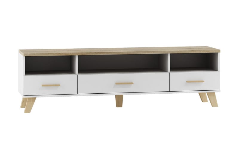 TV-taso Dudley180 cm, Valkoinen/tammi