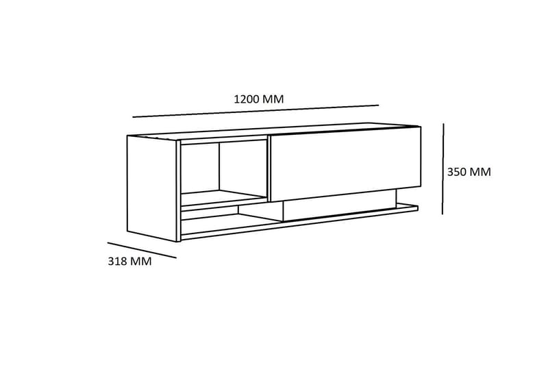 TV-taso Dumö 120 cm - Valkoinen - Tv taso & Mediataso