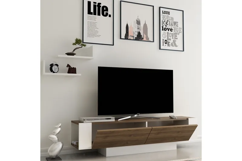 TV-taso Dumö 150 cm - Ruskea/Valkoinen - Huonekalut - TV- & Mediakalusteet - Tv taso & Mediataso