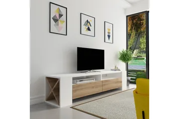 TV-taso Dumö 155 cm - Valkoinen/Ruskea - Huonekalut - TV- & Mediakalusteet - Tv taso & Mediataso