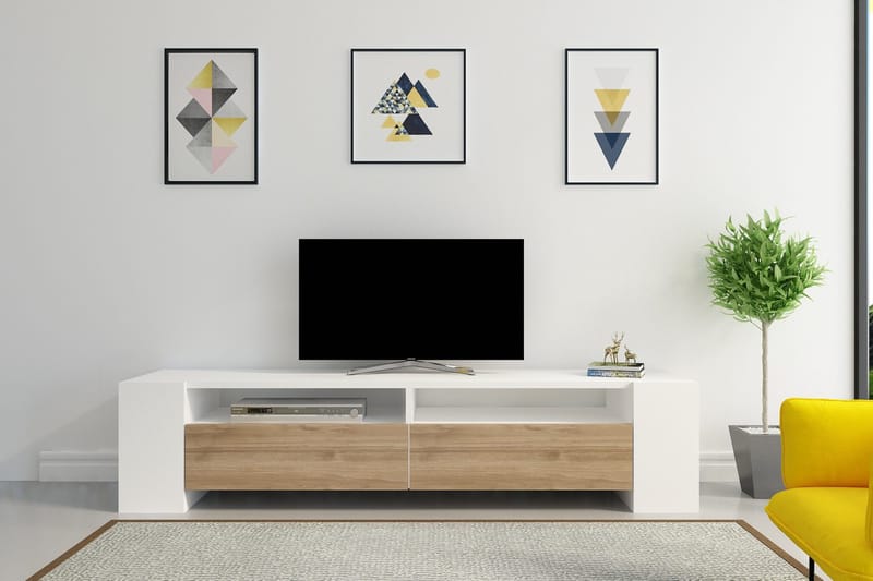 TV-taso Dumö 155 cm - Valkoinen/Ruskea - Huonekalut - TV- & Mediakalusteet - Tv taso & Mediataso