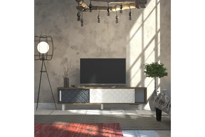 TV-taso Dumö 180 cm - Ruskea/Valkoinen - Huonekalut - TV- & Mediakalusteet - Tv taso & Mediataso