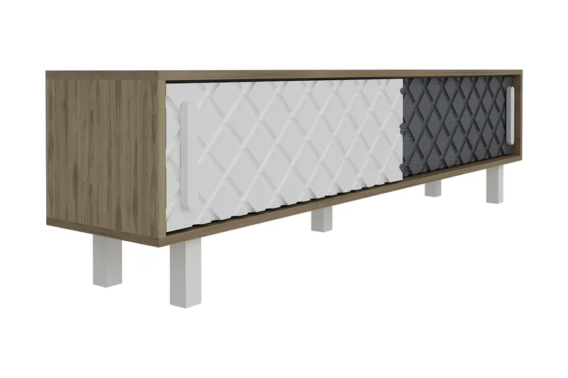 TV-taso Dumö 180 cm, Ruskea/Valkoinen