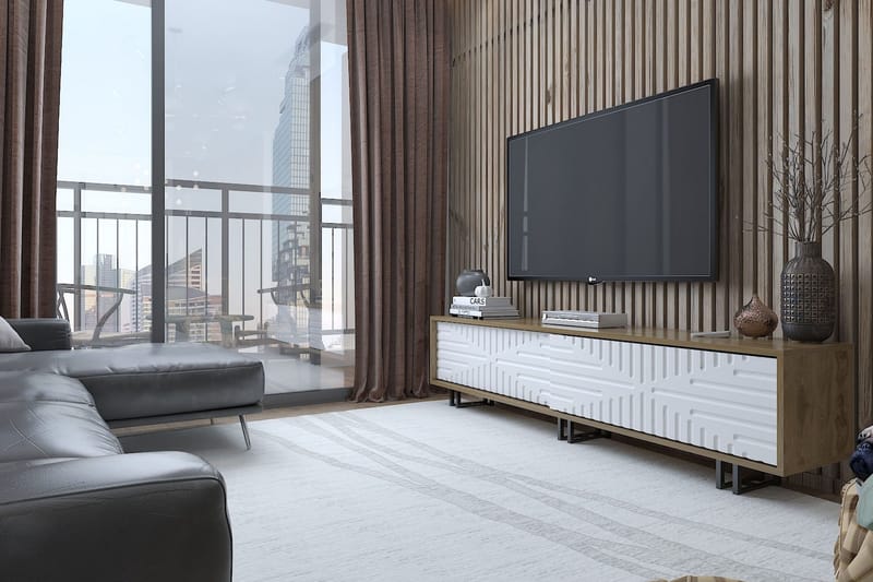 TV-taso Dumö 180 cm - Ruskea/Valkoinen - Huonekalut - TV- & Mediakalusteet - Tv taso & Mediataso