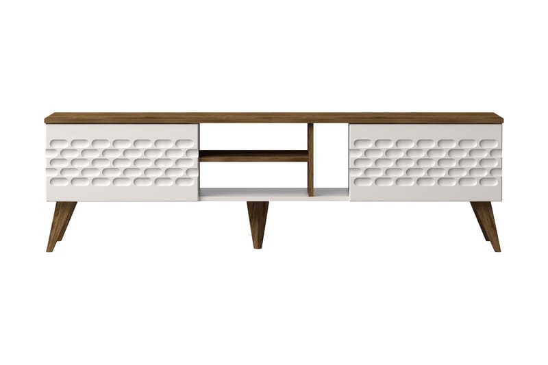 TV-taso Dumö 180 cm - Valkoinen/Ruskea - Tv taso & Mediataso