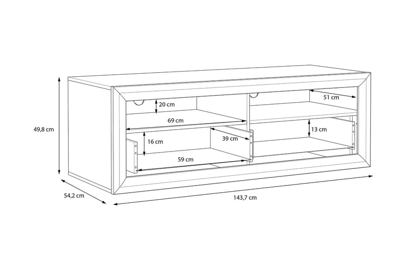 TV-taso Edirne 144 cm - Beige/Ruskea - Huonekalut - TV- & Mediakalusteet - Tv taso & Mediataso
