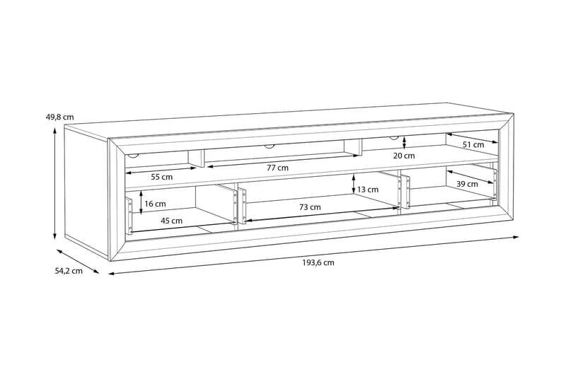 TV-taso Edirne 194 cm - Beige/Ruskea - Huonekalut - TV- & Mediakalusteet - Tv taso & Mediataso