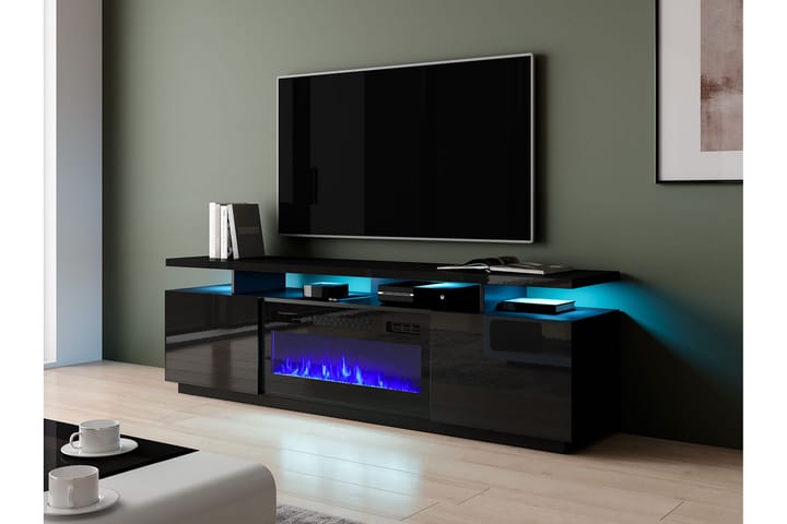 TV-taso Eva 40x180 cm LED-valaistus - Musta - Tv taso & Mediataso