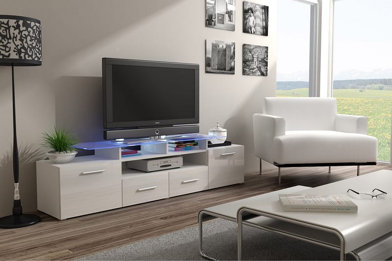 TV-taso Evora 194x39x39 cm - Beige/Harmaa/Valkoinen - Huonekalut - TV- & Mediakalusteet - Tv taso & Mediataso