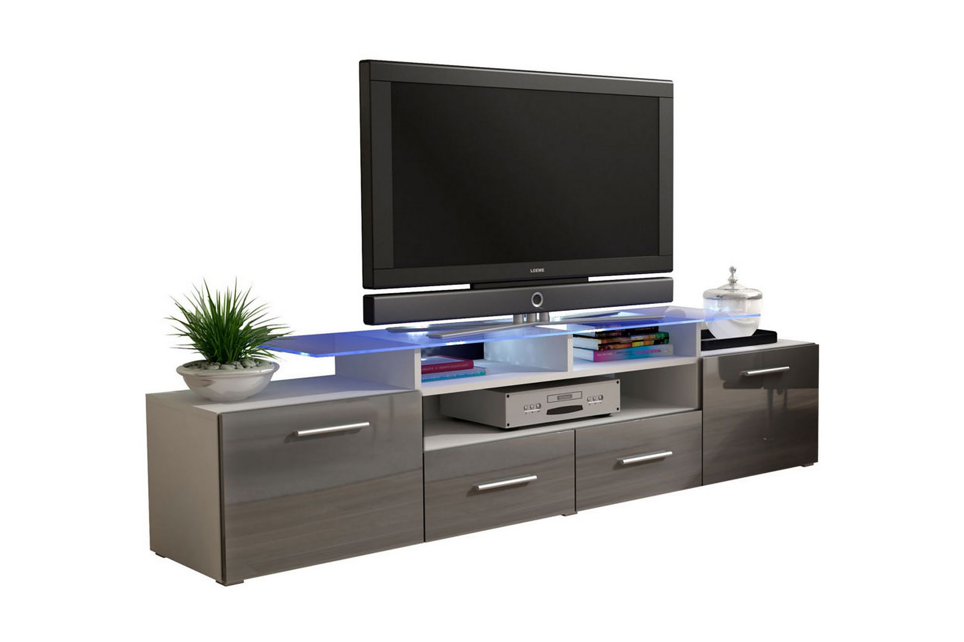 TV-taso Evora 194x39x39 cm - Valkoinen/Harmaa - Huonekalut - TV- & Mediakalusteet - Tv taso & Mediataso