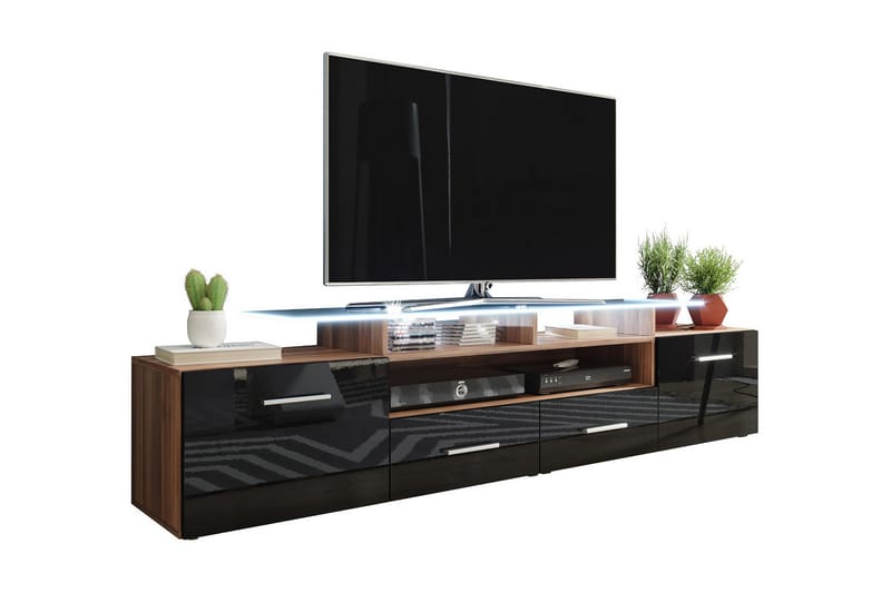 TV-taso Evora 39x194 cm LED-valaistus - Musta Korkeakiilto - Huonekalut - TV- & Mediakalusteet - Tv taso & Mediataso