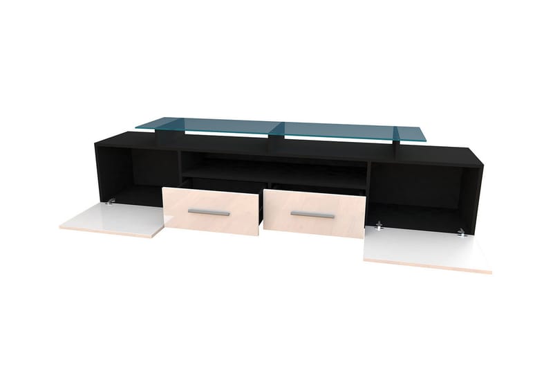 TV-taso Evora 39x194 cm LED-valaistus - Musta Korkeakiilto - Huonekalut - TV- & Mediakalusteet - Tv taso & Mediataso