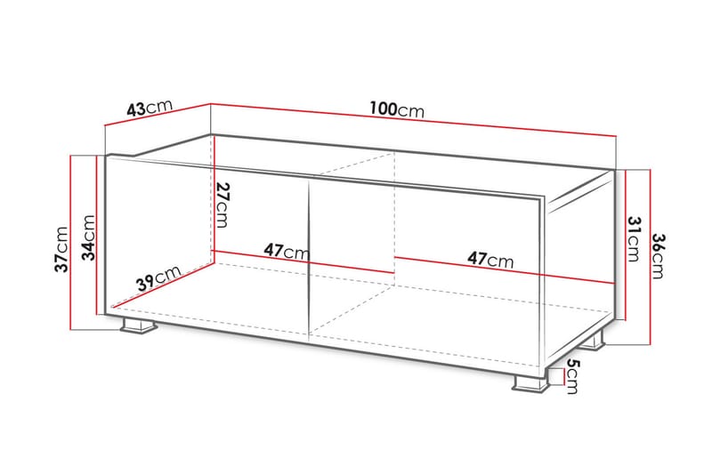 TV-taso Frick 100 cm Pieni - Musta - Huonekalut - TV- & Mediakalusteet - Tv taso & Mediataso