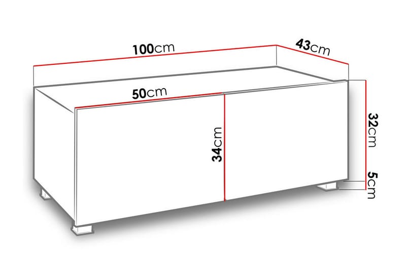 TV-taso Frick 100 cm Pieni - Valkoinen - Tv taso & Mediataso