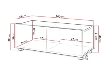TV-taso Frick 100 cm Pieni - Musta - Huonekalut - TV- & Mediakalusteet - Tv taso & Mediataso
