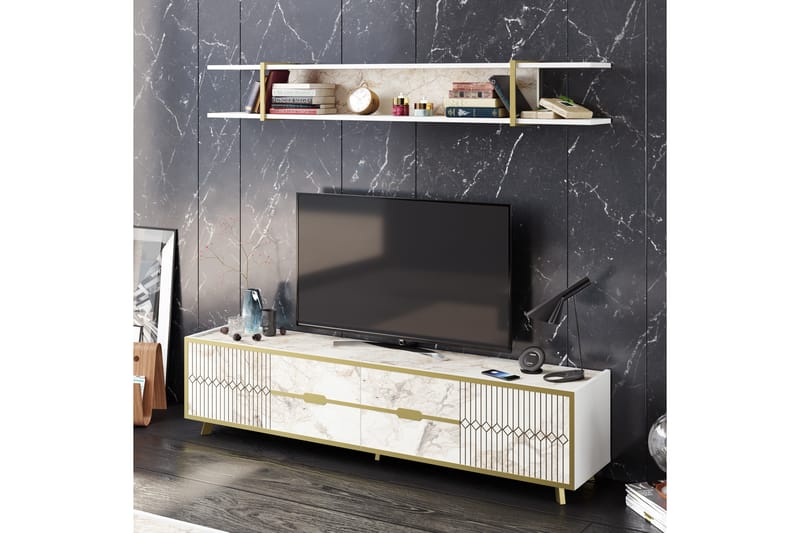 TV-taso Fridaria 179,8 cm - Valkoinen - Huonekalut - TV- & Mediakalusteet - Tv taso & Mediataso