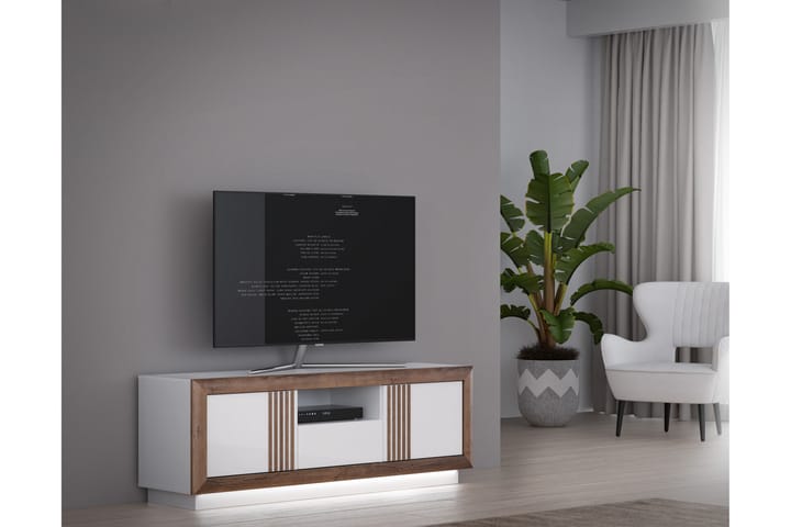 TV-taso Hamdiye 163 cm - Valkoinen/Ruskea - Tv taso & Mediataso