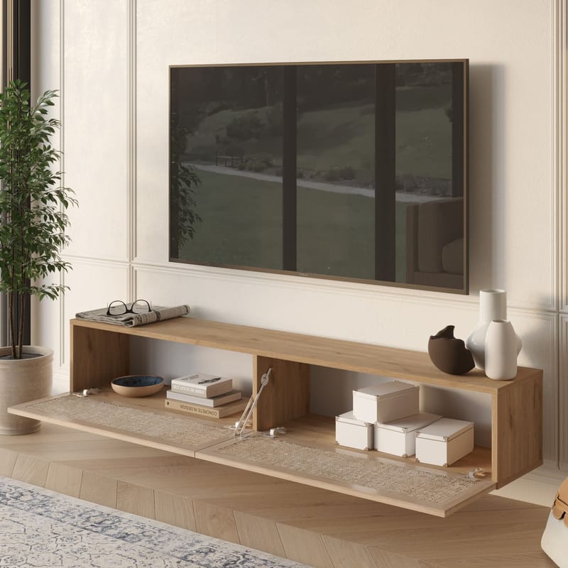 TV-taso Hanah Home Future (180 x 29,6 x 29,8 cm) Tammi - Tammi - Huonekalut - TV- & Mediakalusteet - Tv taso & Mediataso