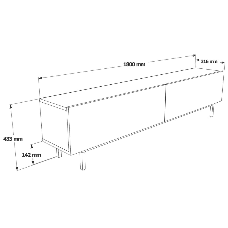 TV-taso Hanah Home Future (180 x 43,3 x 31,6 cm) Tammi - Tammi - Huonekalut - TV- & Mediakalusteet - Tv taso & Mediataso