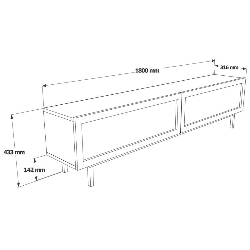 TV-taso Hanah Home Future V2 (180 x 43,3 x 31,6 cm) Tammi - Tammi - Huonekalut - TV- & Mediakalusteet - Tv taso & Mediataso