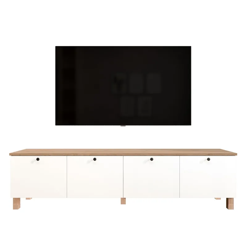 TV-taso Hanah Home Nord (180 x 45,6 x 34,1 cm) Valkotammi, Valkoinen ja tammi