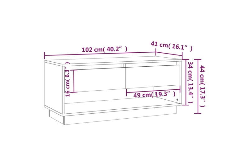 TV-taso harmaa 102x41x44 cm lastulevy - Harmaa - Tv taso & Mediataso