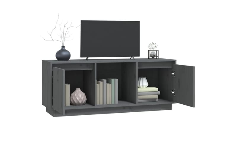 TV-taso harmaa 110,5x35x44 cm täysi mänty - Harmaa - Huonekalut - TV- & Mediakalusteet - Tv taso & Mediataso