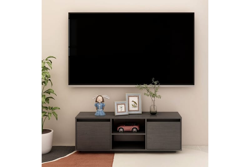 TV-taso harmaa 110x30x40 cm täysi mänty - Harmaa - Huonekalut - TV- & Mediakalusteet - Tv taso & Mediataso