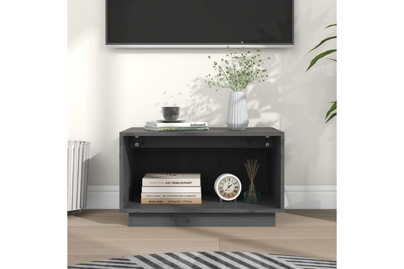 TV-taso harmaa 60x35x35 cm täysi mänty - Harmaa - Huonekalut - TV- & Mediakalusteet - Tv taso & Mediataso