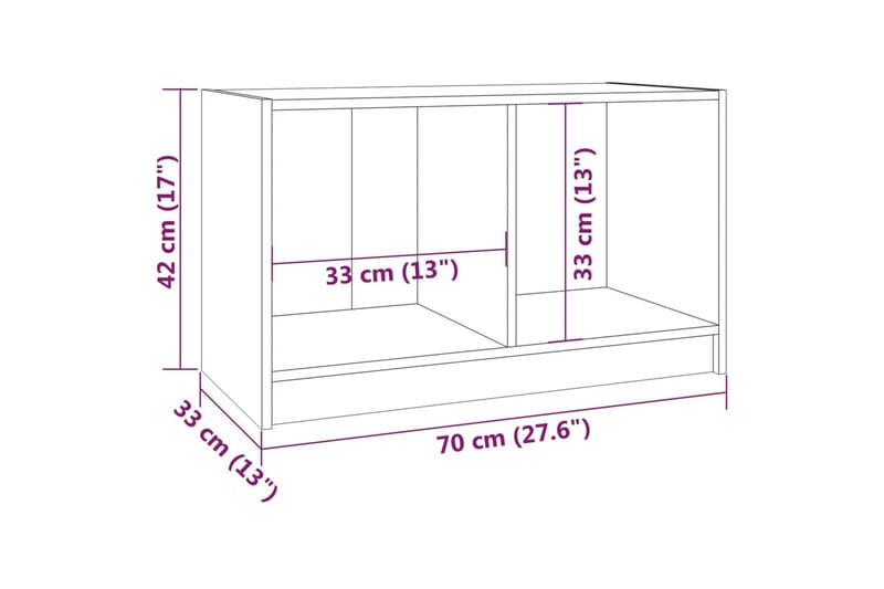 TV-taso harmaa 70x33x42 cm täysi mänty - Harmaa - Tv taso & Mediataso