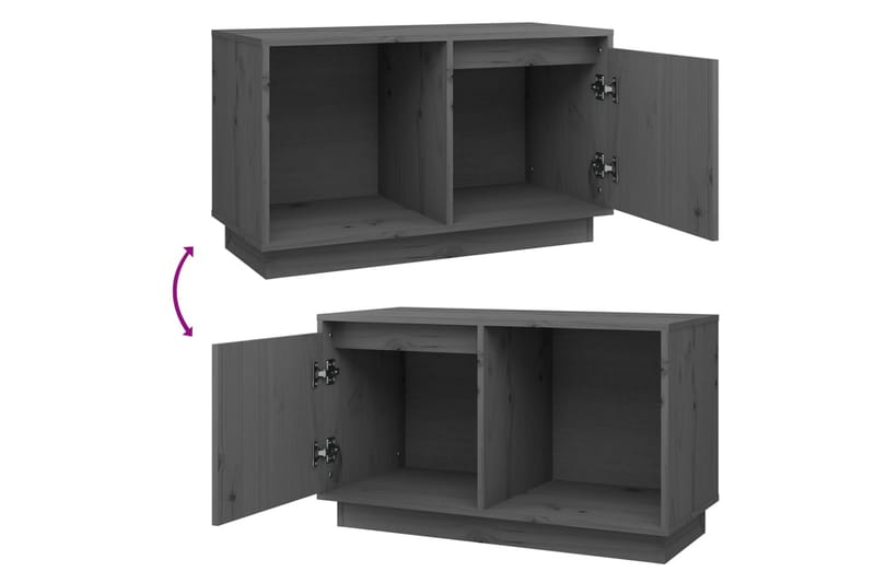 TV-taso harmaa 74x35x44 cm täysi mänty - Harmaa - Huonekalut - TV- & Mediakalusteet - Tv taso & Mediataso