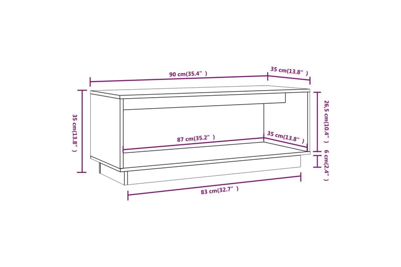 TV-taso harmaa 90x35x35 cm täysi mänty - Harmaa - Tv taso & Mediataso