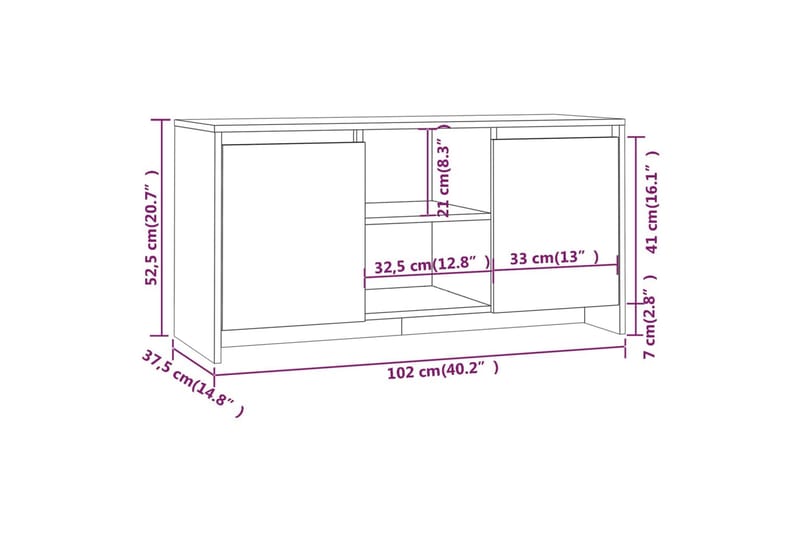 TV-taso harmaa Sonoma-tammi 102x37,5x52,5 cm lastulevy - Harmaa - Huonekalut - TV- & Mediakalusteet - Tv taso & Mediataso