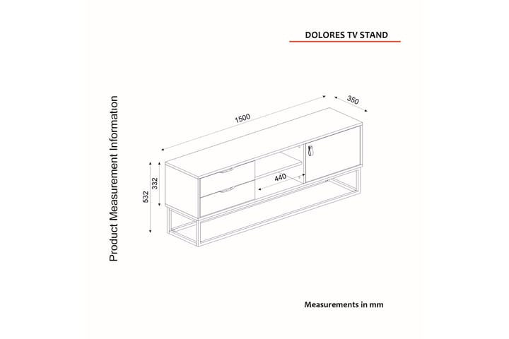 TV-taso Heinosa 150 cm - Luonnonväri / antrasiitti - Tv taso & Mediataso