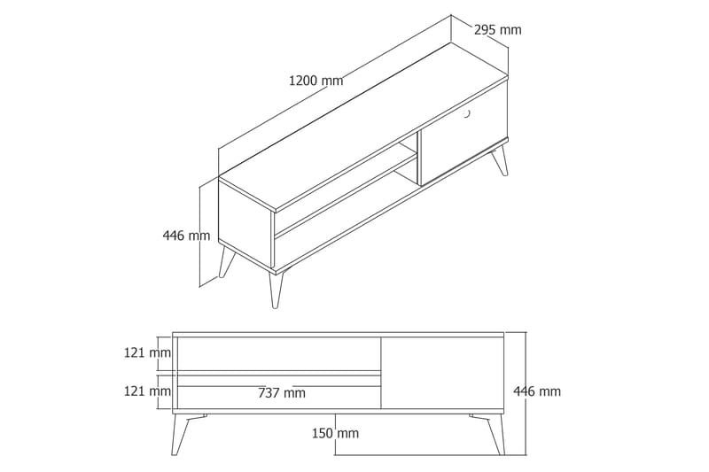 TV-taso Herston 120 cm - Luonnonväri - Tv taso & Mediataso