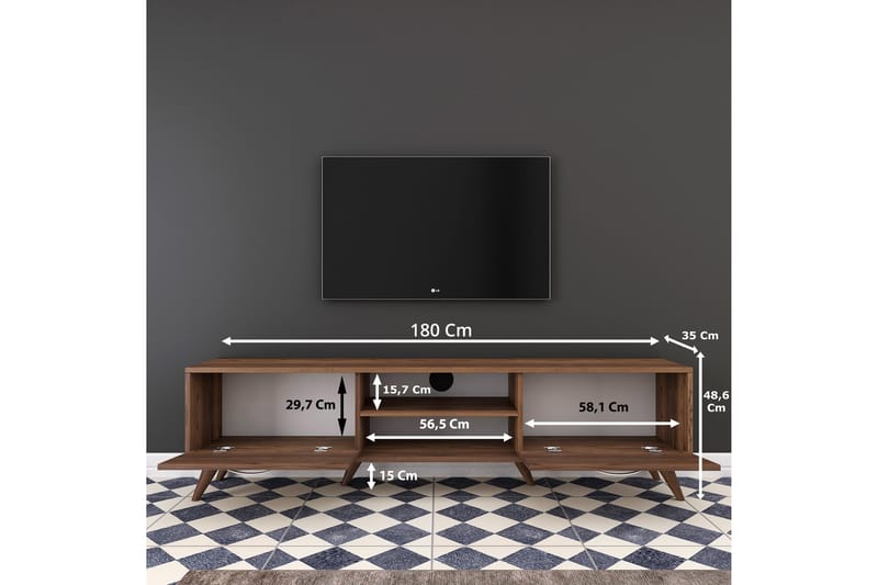 TV-taso Horveryd 180 cm - Ruskea - Huonekalut - TV- & Mediakalusteet - Tv taso & Mediataso