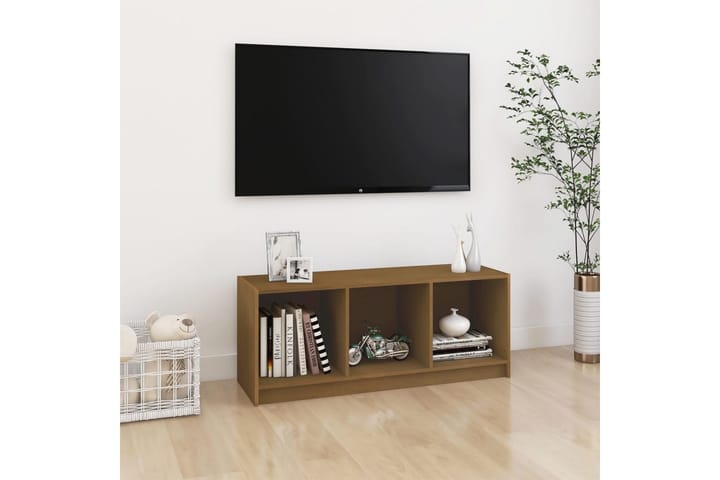 TV-taso hunajanruskea 104x33x41 cm täysi mänty - Ruskea - Tv taso & Mediataso