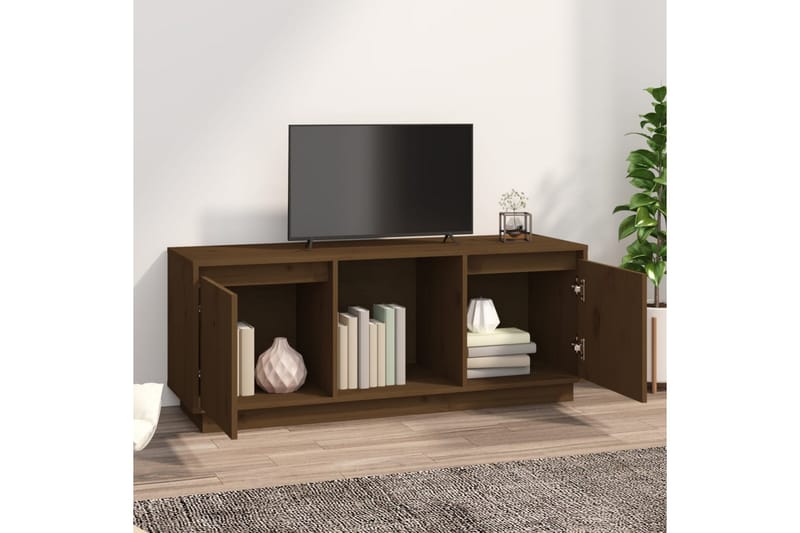 TV-taso hunajanruskea 110,5x35x44 cm täysi mänty - Ruskea - Huonekalut - TV- & Mediakalusteet - Tv taso & Mediataso