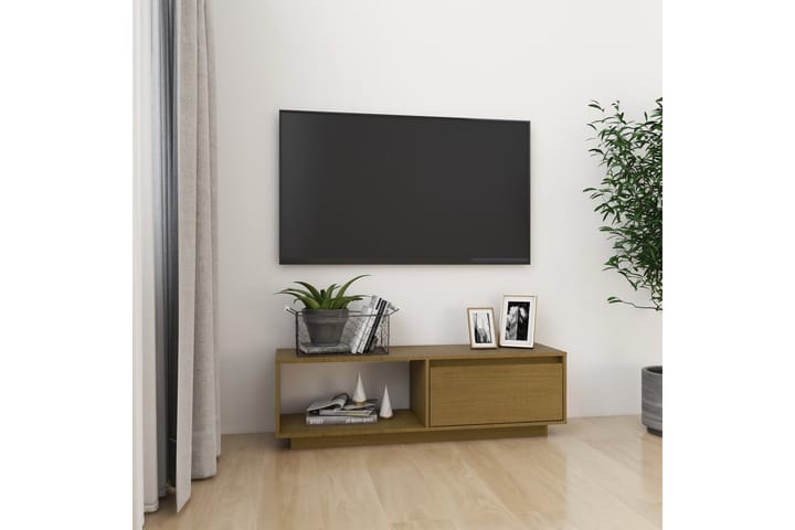 TV-taso hunajanruskea 110x30x33,5 cm täysi mänty - Ruskea - Tv taso & Mediataso