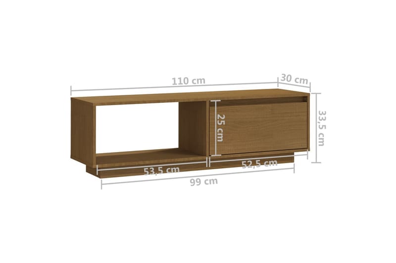 TV-taso hunajanruskea 110x30x33,5 cm täysi mänty - Ruskea - Tv taso & Mediataso