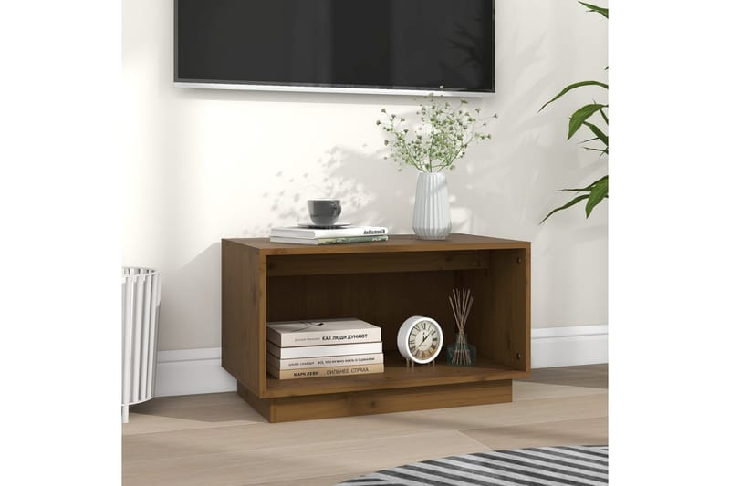 TV-taso hunajanruskea 60x35x35 cm täysi mänty - Ruskea - Huonekalut - TV- & Mediakalusteet - Tv taso & Mediataso
