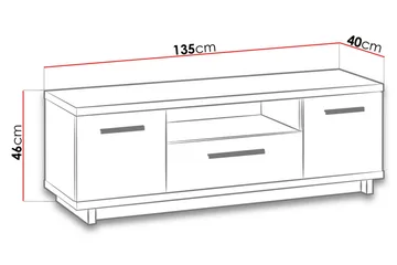 TV-taso Ines 40x135 cm - Tammi/Musta - Huonekalut - TV- & Mediakalusteet - Tv taso & Mediataso