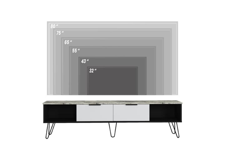 TV-taso Irente 180 cm - Musta/Valkoinen/Musta/Valk - Tv taso & Mediataso